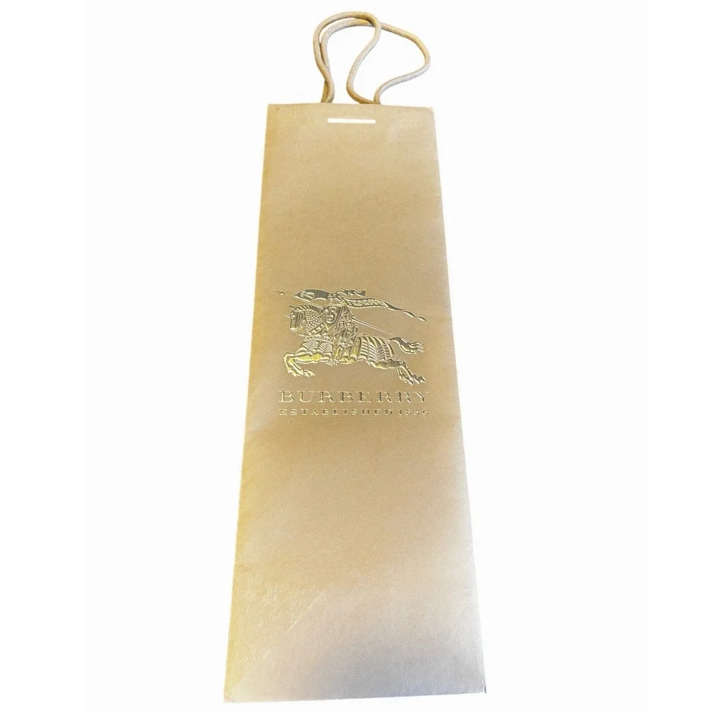 Burberry Gold Foil Logo Wine Gift Bag 1856 Prorsum Knight Gold Rope‎ Handles
